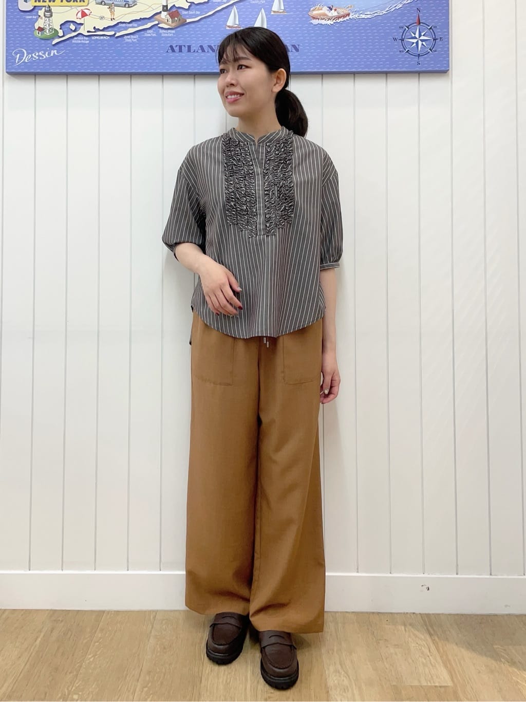 Mayaさんの「Dessin｜【ウエストゴム・洗える】アウトポケットワイドパンツ（XS～L）」を使ったコーディネート