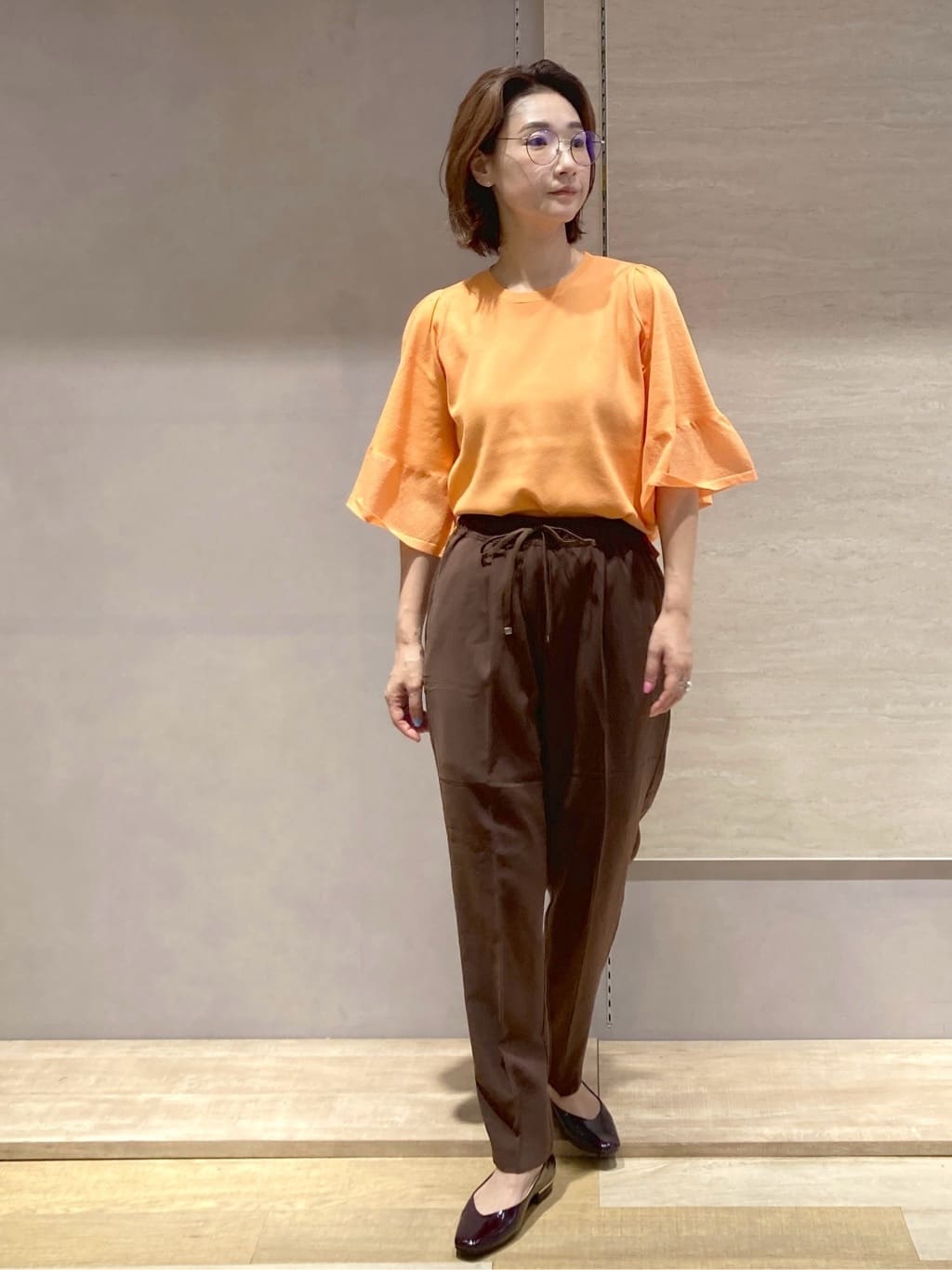 たけねぇさんの「OPAQUE.CLIP｜《5色展開》シアーフレアスリーブニット【洗濯機洗い可】」を使ったコーディネート