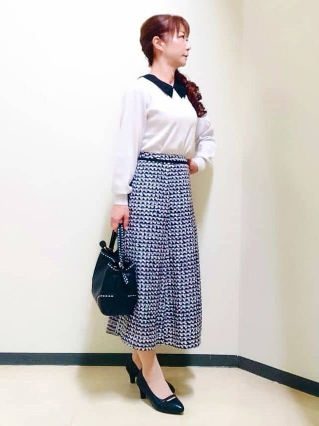 花さんの「Reflect｜【選べる6色／長く着られる◎】ボートネックニット」を使ったコーディネート