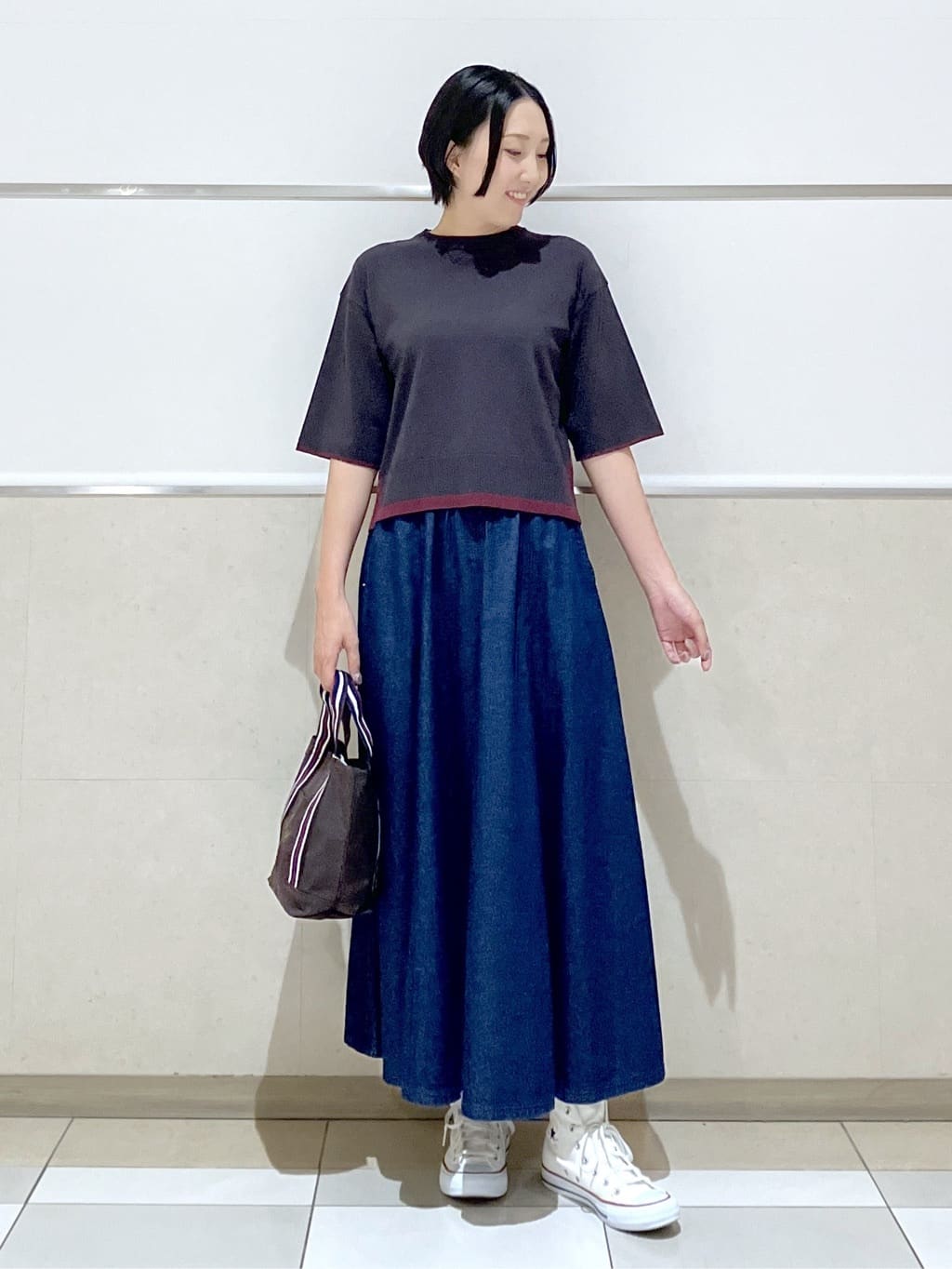 eriko さんの「Dessin｜【洗える】バイカラーショート丈ニット」を使ったコーディネート