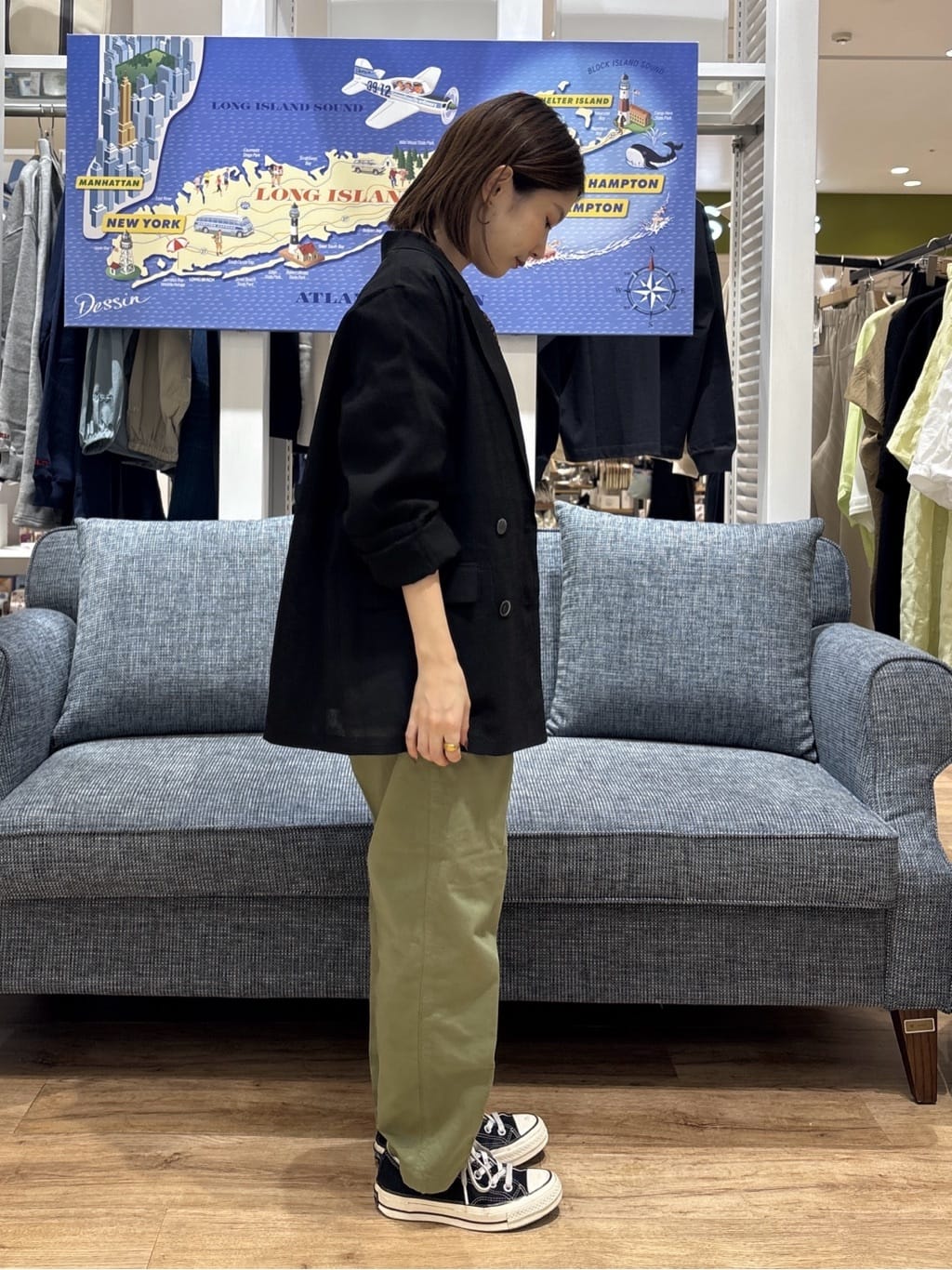 risaさんの「Dessin｜【洗える】フリルバンドカラー五分袖ブラウス」を使ったコーディネート