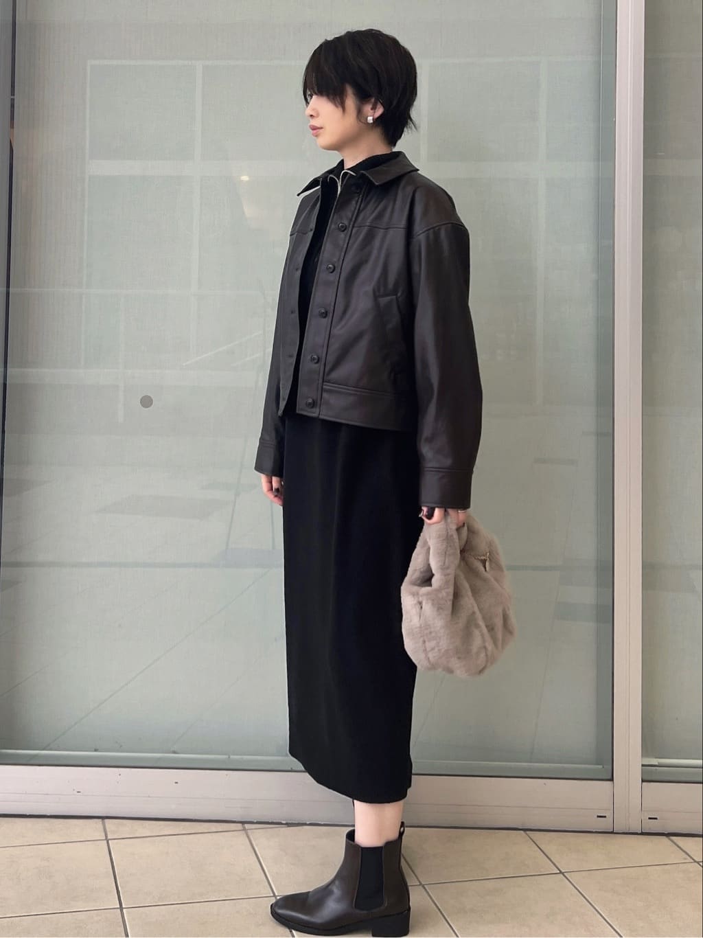 yo-koさんの「OPAQUE.CLIP｜シンセティックレザー調ブルゾン【洗える】」を使ったコーディネート