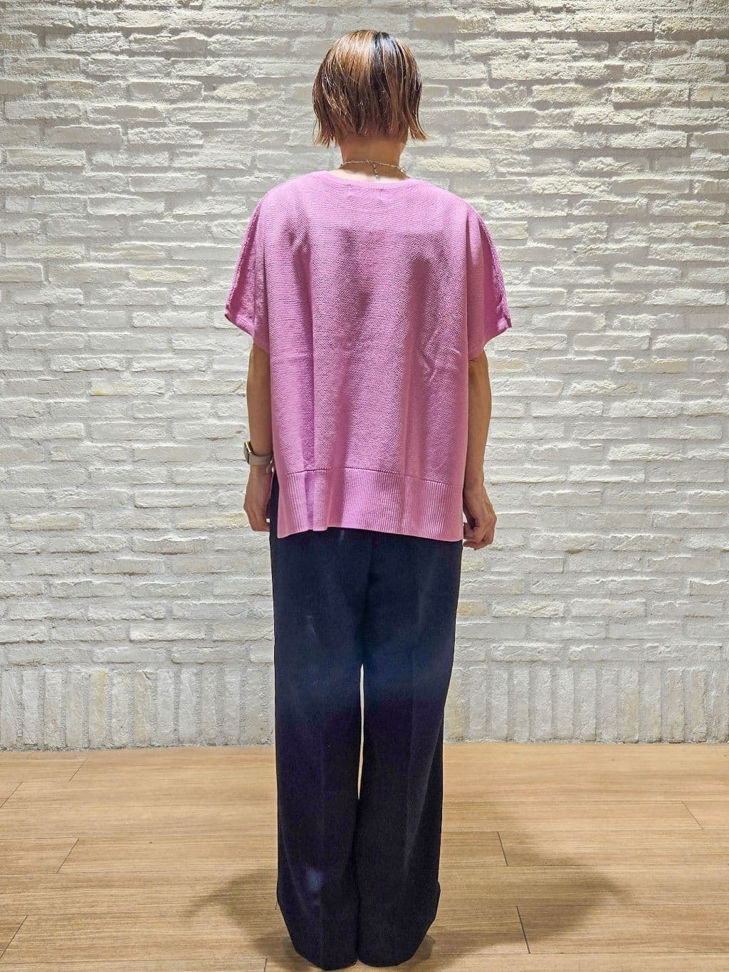 yoshimiさんの「OPAQUE.CLIP｜《5色展開／S-LLサイズ》リラクシーメッシュニット【洗濯機洗い可】」を使ったコーディネート