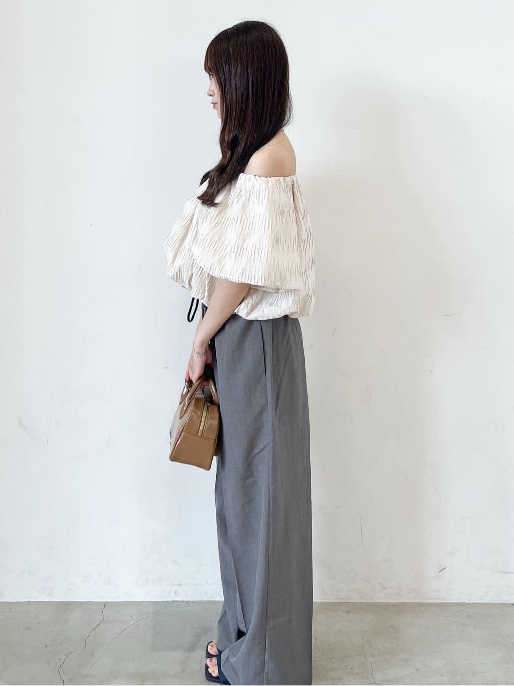 姫さんの「OPAQUE.CLIP｜ふくれジャカードバルーンブラウス【洗濯機洗い可】」を使ったコーディネート