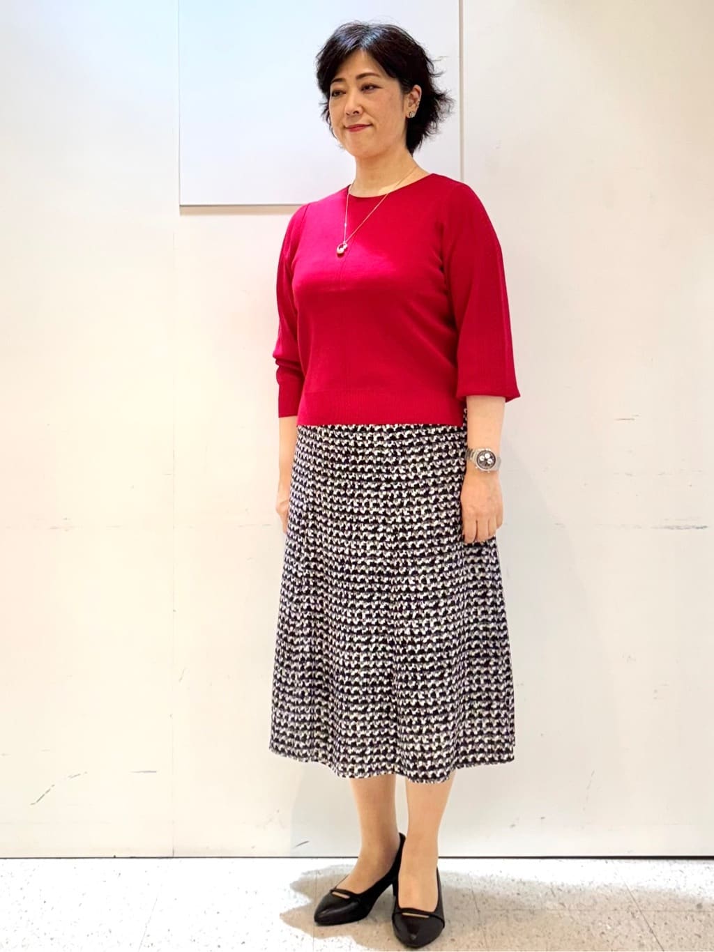 ヤスコさんの「Reflect｜【選べる6色／長く着られる◎】ボートネックニット」を使ったコーディネート