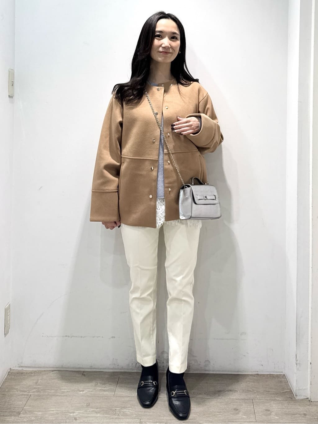 yuicciさんの「OPAQUE.CLIP｜ウールライクメルトンノーカラーコート【洗濯機洗い可】」を使ったコーディネート
