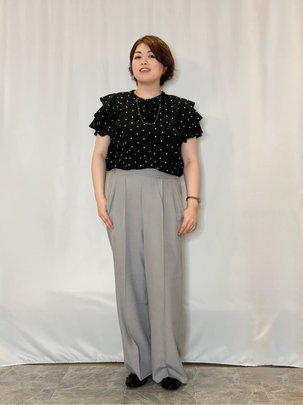 たみさんの「SHOO･LA･RUE｜【セットアップ可/洗濯後しわになりにくい】5分袖テーラードジャケット」を使ったコーディネート