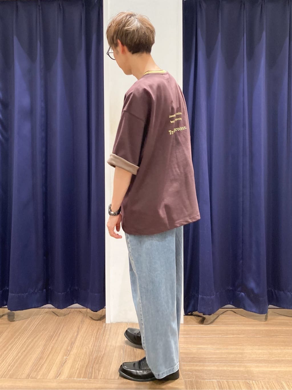 つーじーさんの「THE SHOP TK｜配色刺繍6分袖Tシャツ 【ビッグシルエット／洗濯機OK】」を使ったコーディネート