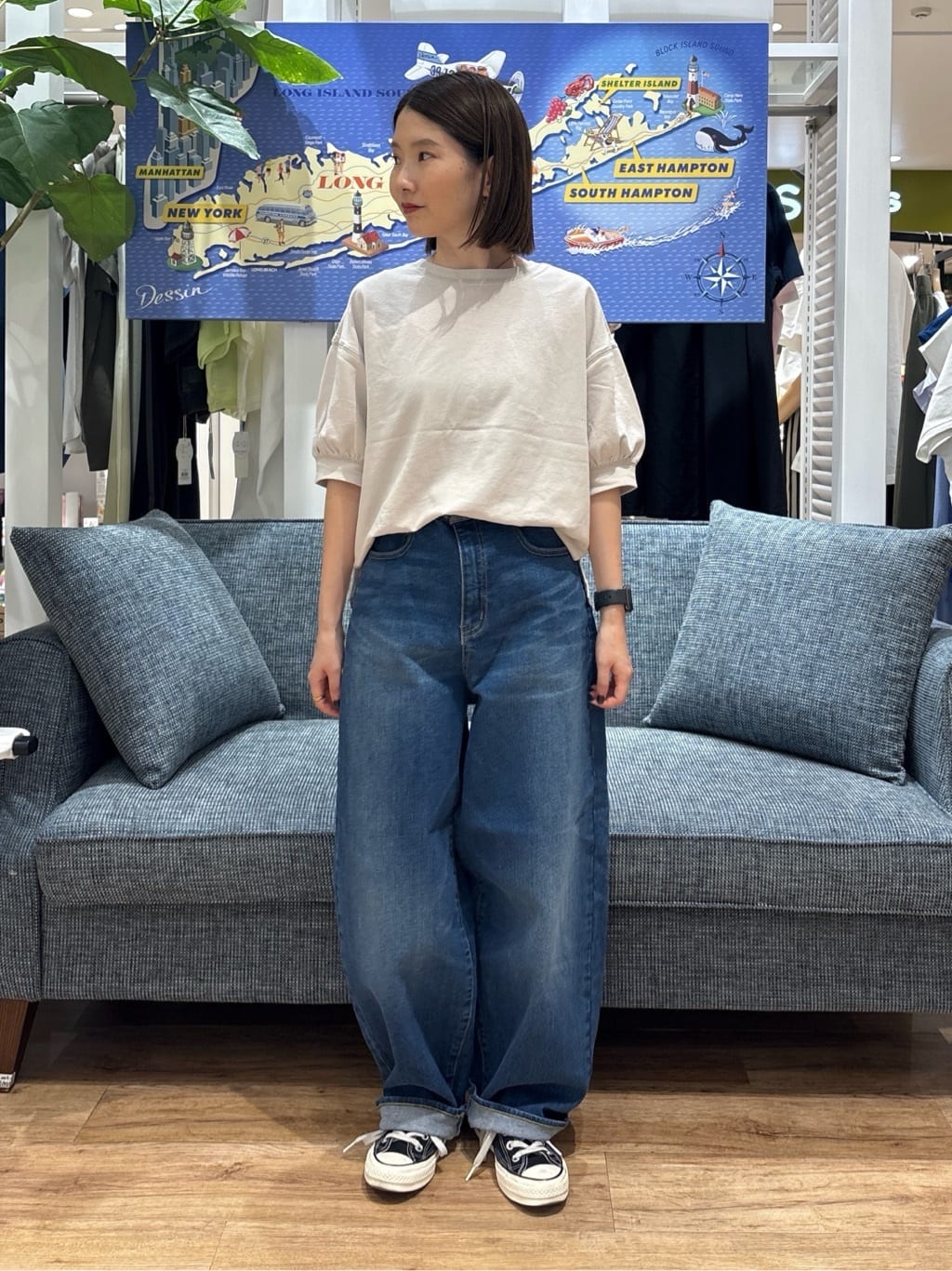 risaさんの「Dessin｜【360度可愛い/前後2WAY/洗える】ライトコットンヘンリーカットソー」を使ったコーディネート