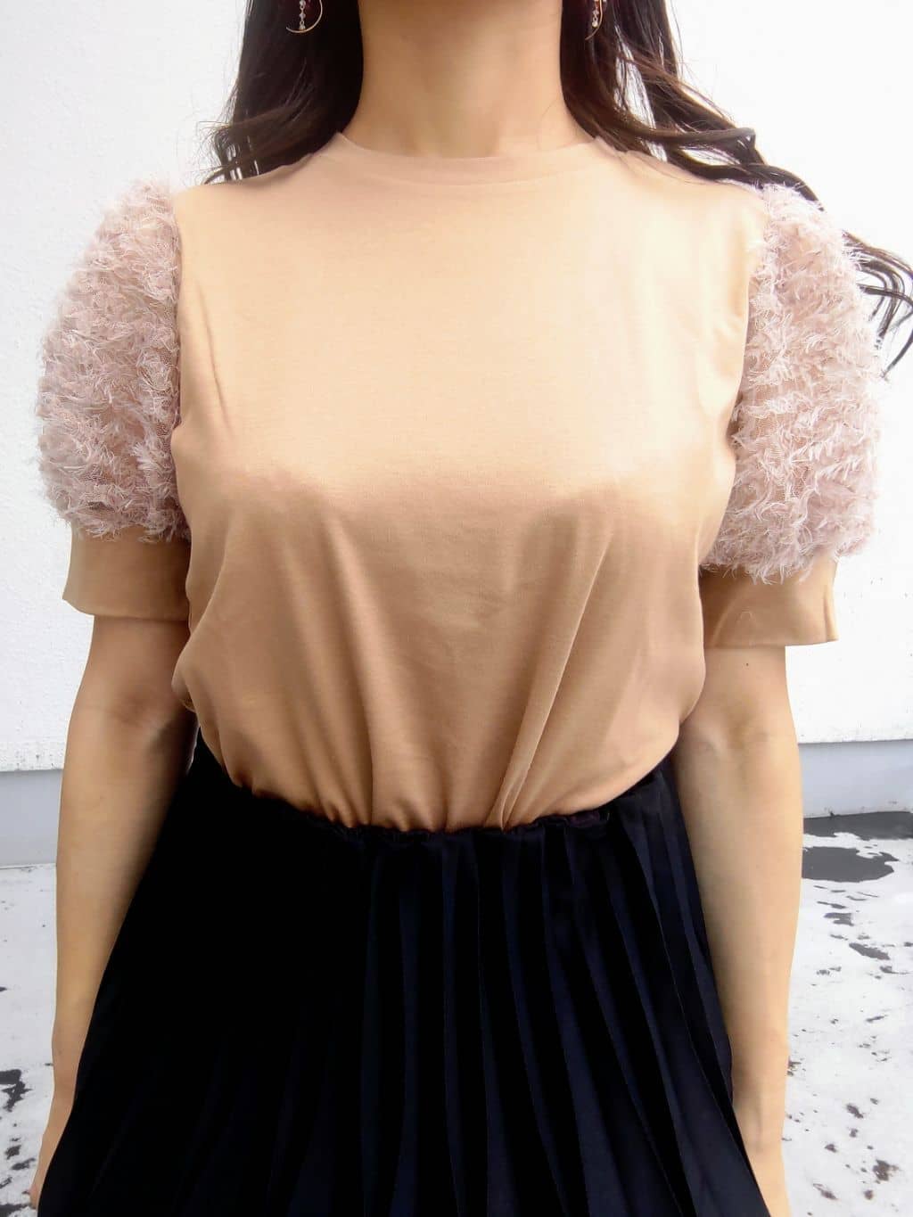 keinaさんの「SunaUna｜【チュール袖】パフスリーブカットソー」を使ったコーディネート