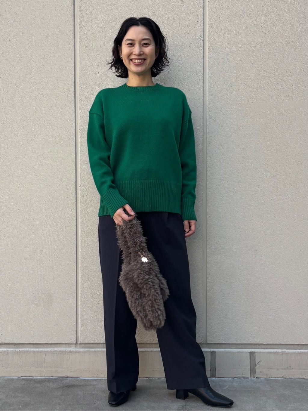 mhさんの「OPAQUE.CLIP｜ピンストライプイージーワイドパンツ【吸湿発熱／ストレッチ／洗濯機OK】」を使ったコーディネート