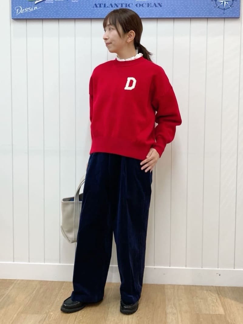 yoshiさんの「Dessin｜【洗える】Dサガラ刺繍ワッペン付きニット」を使ったコーディネート
