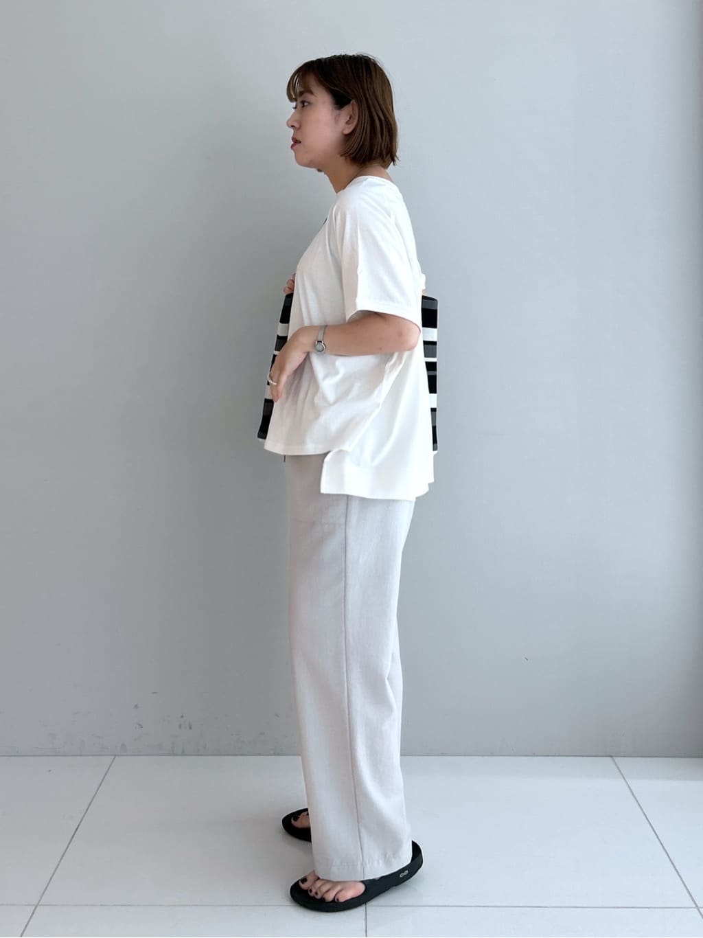Hirokaさんの「Dessin｜【マシンウォッシャブル・A4収納可】ランダムボーダーニットBAG」を使ったコーディネート