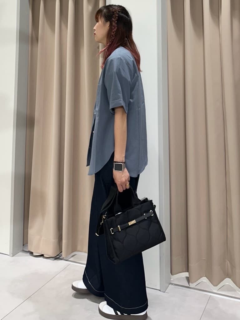 cottonさんの「THE SHOP TK｜合皮パイピングフレンチTシャツ【洗える】」を使ったコーディネート