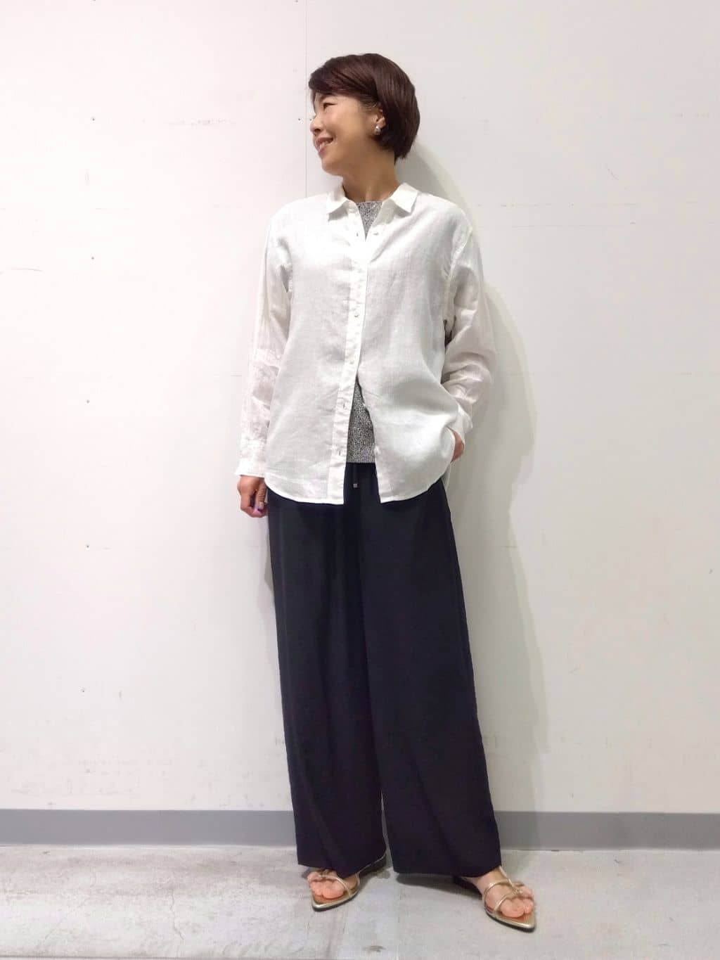 Kさんの「INDIVI｜【洗える／UVケア／SETUP可能】ドロストワイドパンツ」を使ったコーディネート