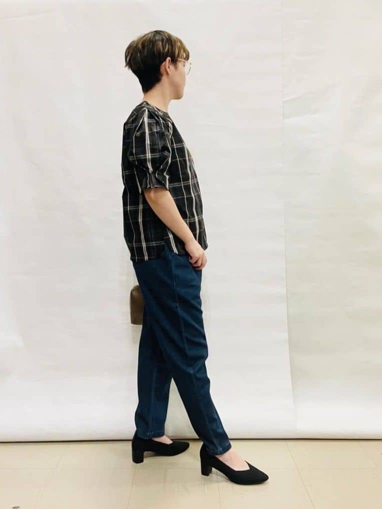 なっちゃんさんの「SHOO･LA･RUE｜【S-LL/5分袖】お袖タックできれいに魅せる 大人のチェックブラウス」を使ったコーディネート