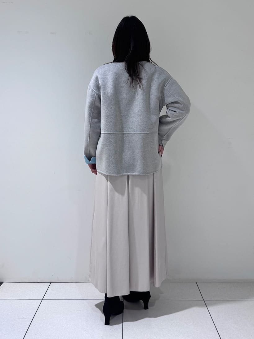 そんさんの「INDIVI｜【配色デザイン／ショート丈】ウールリバー ノーカラーコート」を使ったコーディネート