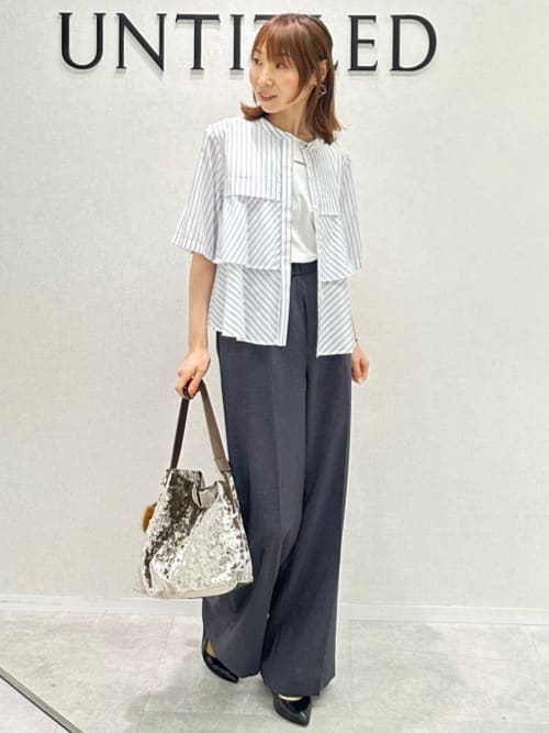 Miwaさんの「UNTITLED｜【接触冷感／コットン100／洗える／丸首】ノースリーブ天竺プルオーバー」を使ったコーディネート