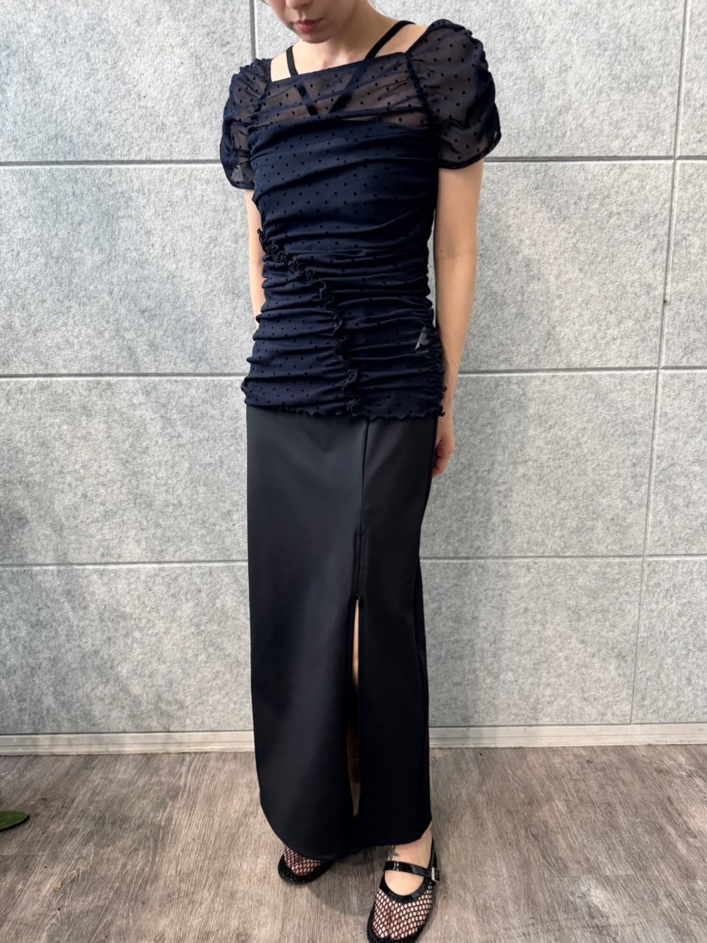 designer yukaさんの「CODE A｜slit jersey skirt」を使ったコーディネート