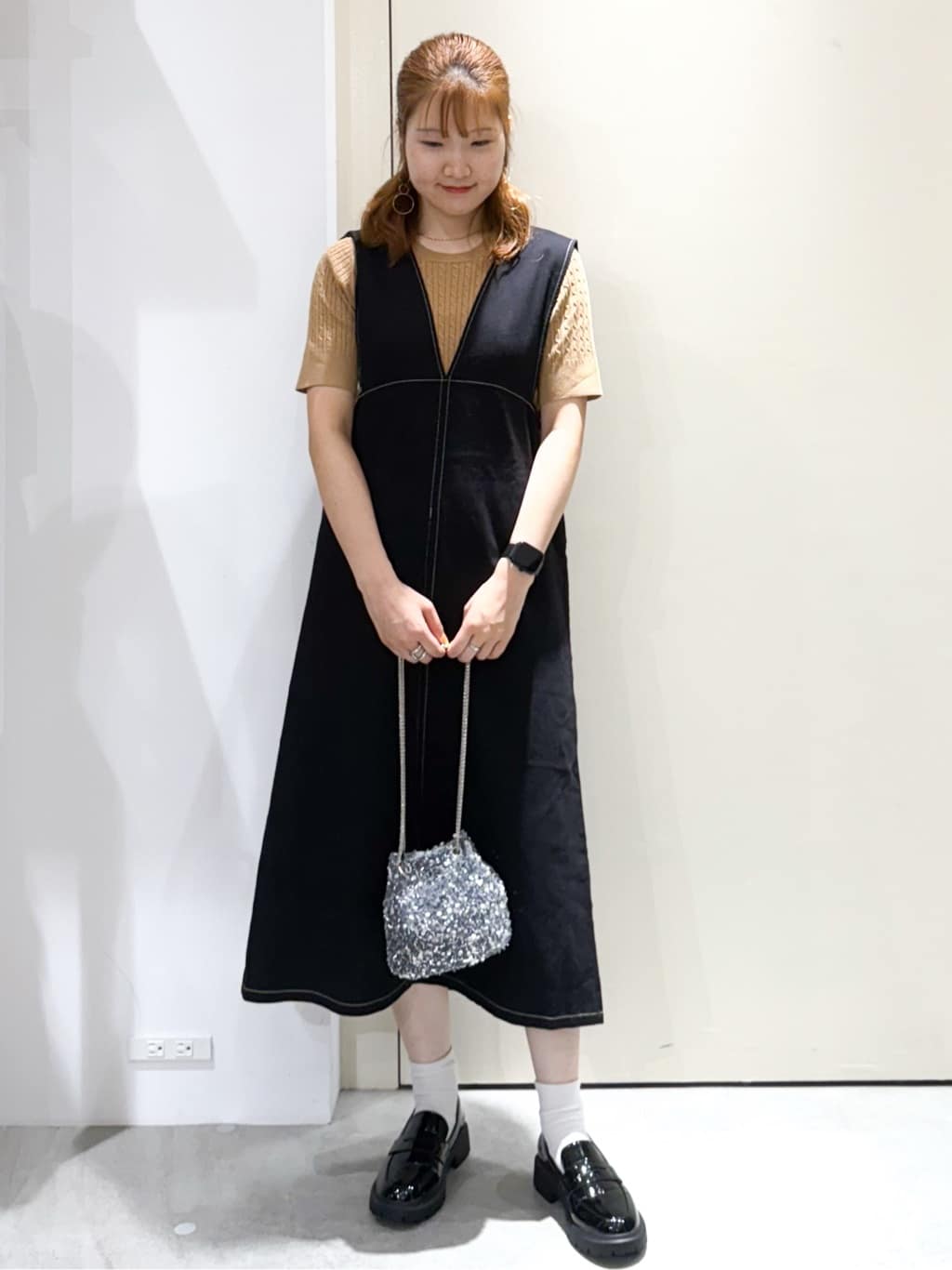 sayaさんの「OPAQUE.CLIP｜配色ステッチジャンスカ【洗濯機洗い可】」を使ったコーディネート