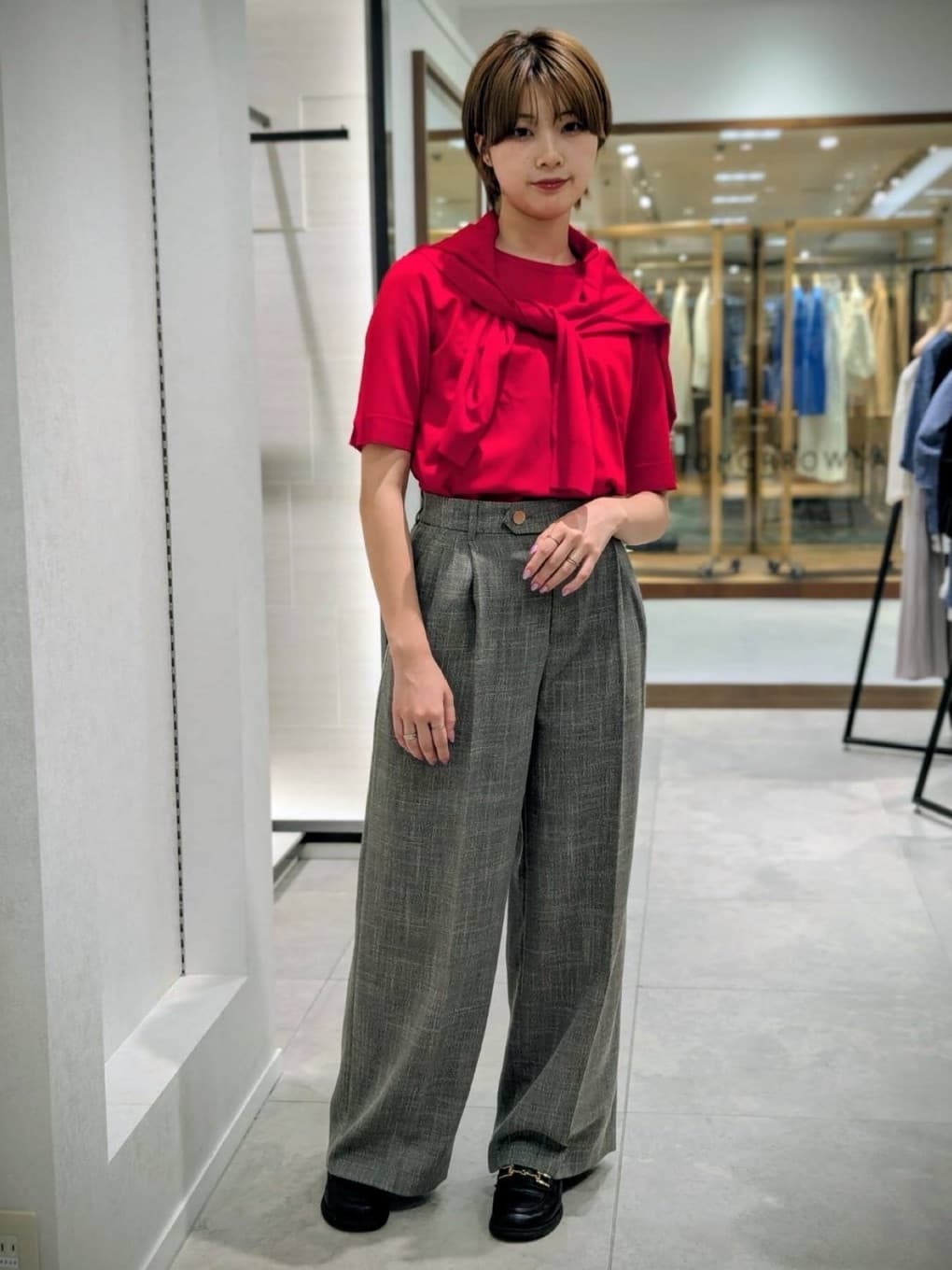 nonoさんの「UNTITLED｜【アンサンブル可/薄手/洗える】5分袖クルーニット」を使ったコーディネート