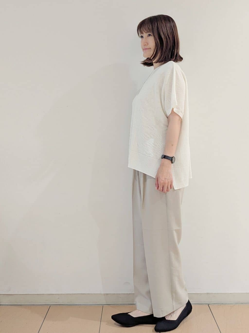 Miさんの「OPAQUE.CLIP｜《5色展開／S-LLサイズ》リラクシーメッシュニット【洗濯機洗い可】」を使ったコーディネート