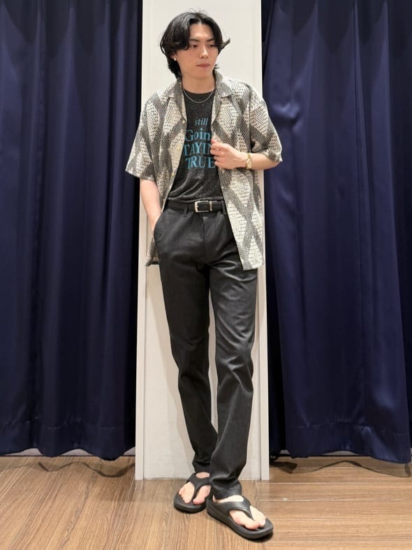 Tightさんの「THE SHOP TK｜ダイヤ柄プリント半袖シャツ【洗濯機OK/オーバーサイズ】」を使ったコーディネート