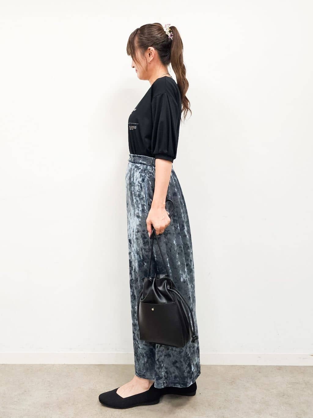 ゆゆさんの「SHOO･LA･RUE｜【ひんやり/S-LL】大人の五分袖プリントTシャツ」を使ったコーディネート