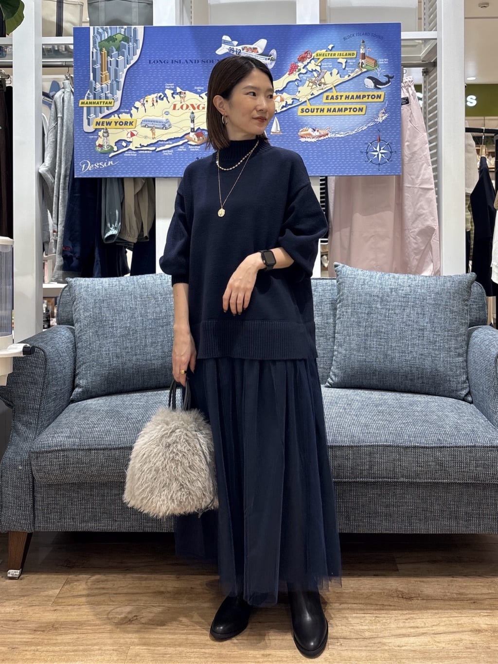 risaさんの「Dessin｜【洗える】ニットチュールドッキングワンピース」を使ったコーディネート