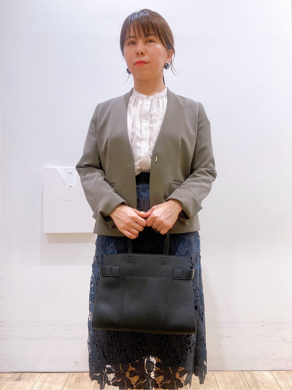 YUKOさんの「index｜ストレッチノーカラージャケット／セットアップ対応【洗濯機洗い可／イージーアイロン／防シワ】」を使ったコーディネート