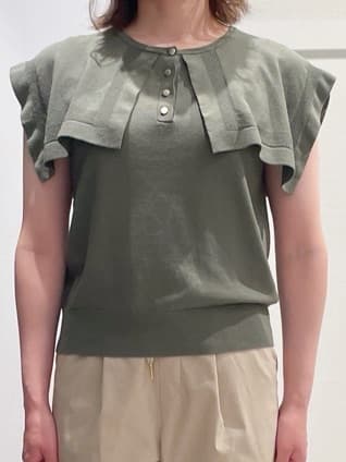 さきさんの「grove｜【ひんやり/UVカット】大人の可愛さ　セーラーカラーニット」を使ったコーディネート