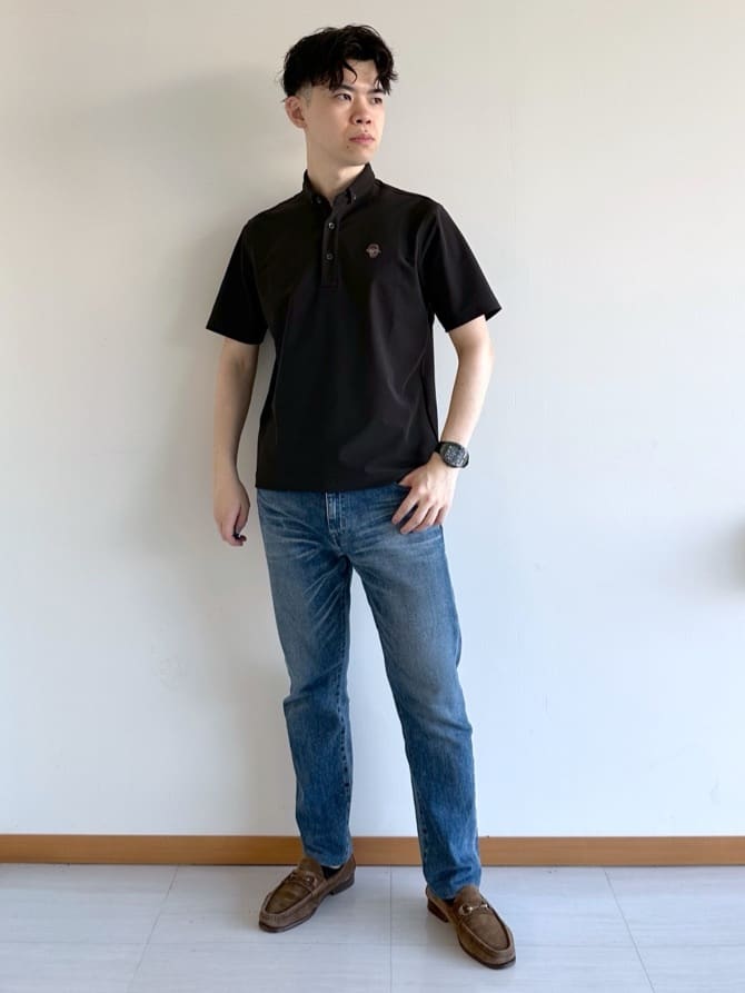 イッシーさんの「TAKEO KIKUCHI｜【COOL CITY WEAR】エアートール ポロシャツ /接触冷感・通気性」を使ったコーディネート