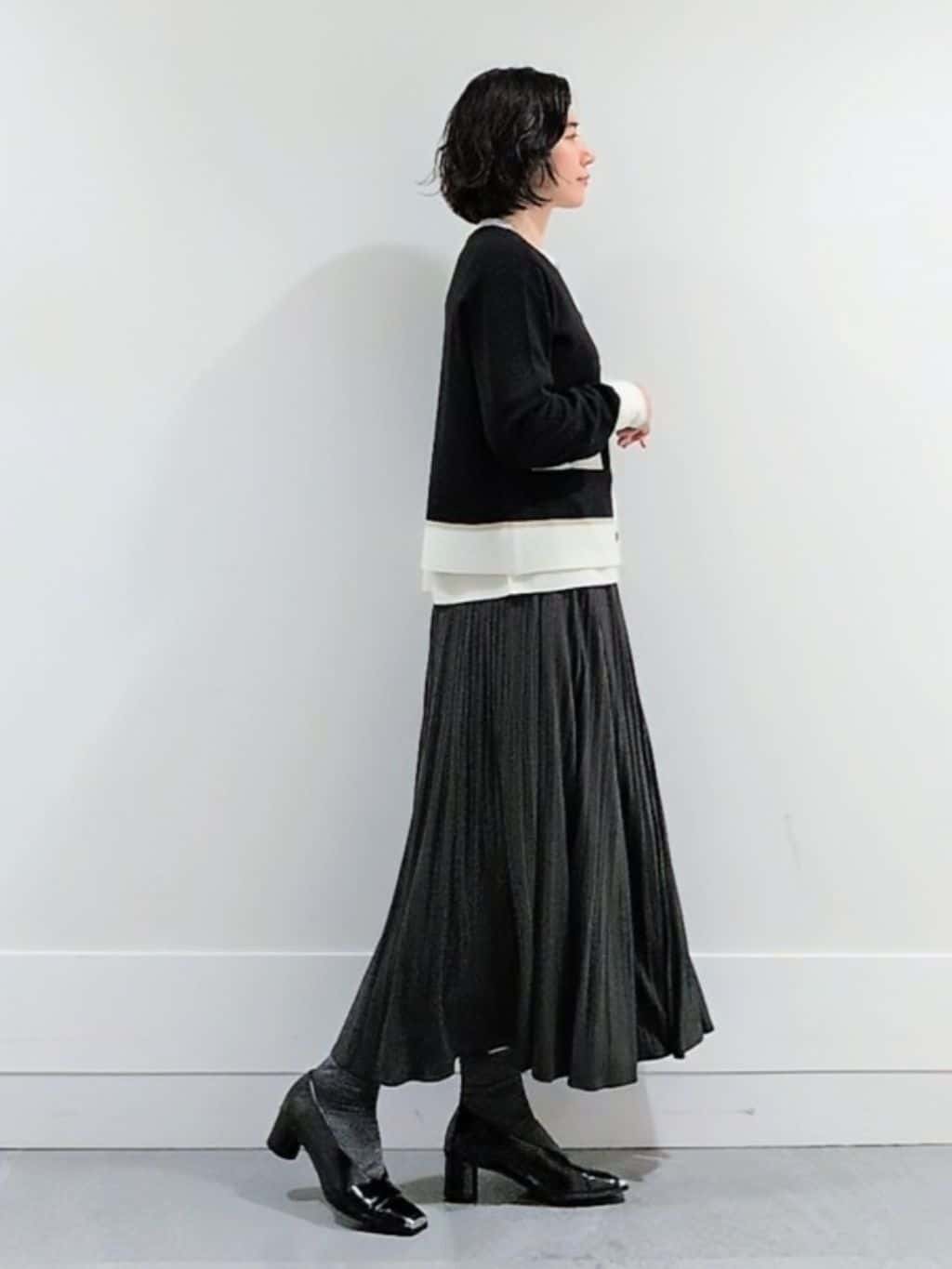 ミズタさんの「UNTITLED｜【アンサンブル可/ジャケット風】ウールミラノリブカーディガン」を使ったコーディネート