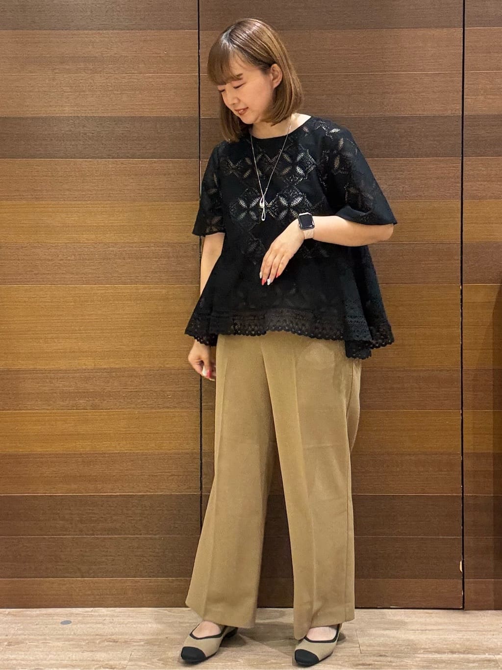 yumeさんの「OPAQUE.CLIP｜レースフレアブラウス【洗濯機洗い可】」を使ったコーディネート