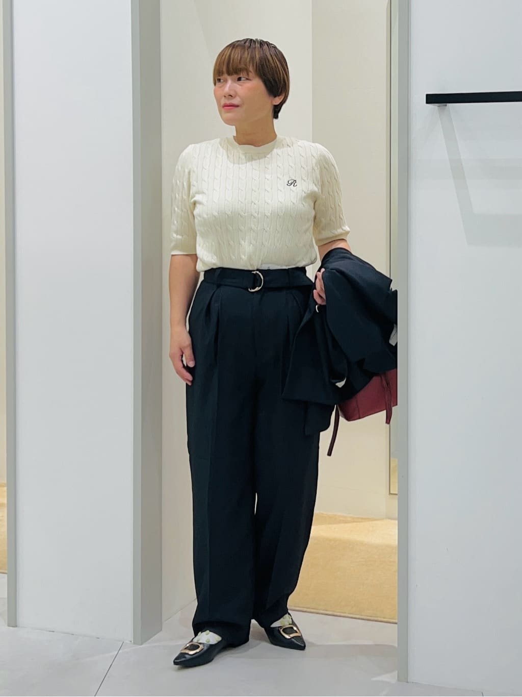 タナさんの「THE SHOP TK｜【今羽織るなら】ダブルブレストジャケット【セットアップ可/洗える】」を使ったコーディネート