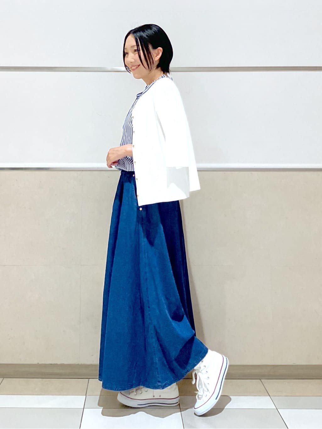 eriko さんの「Dessin｜【洗える】ストライプ柄フレンチスリーブスキッパ―ブラウス」を使ったコーディネート