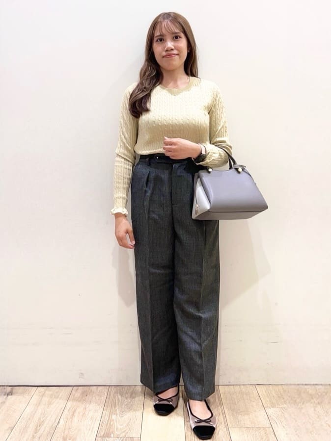 Ririさんの「index｜ツィード調ワイドストレートパンツ【洗濯機OK／防シワ】」を使ったコーディネート