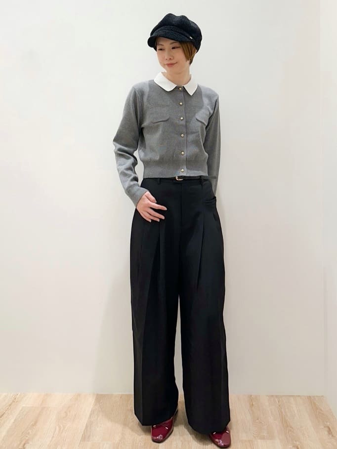 yurieさんの「OPAQUE.CLIP｜タックデザインワイドパンツ【洗濯機OK】」を使ったコーディネート