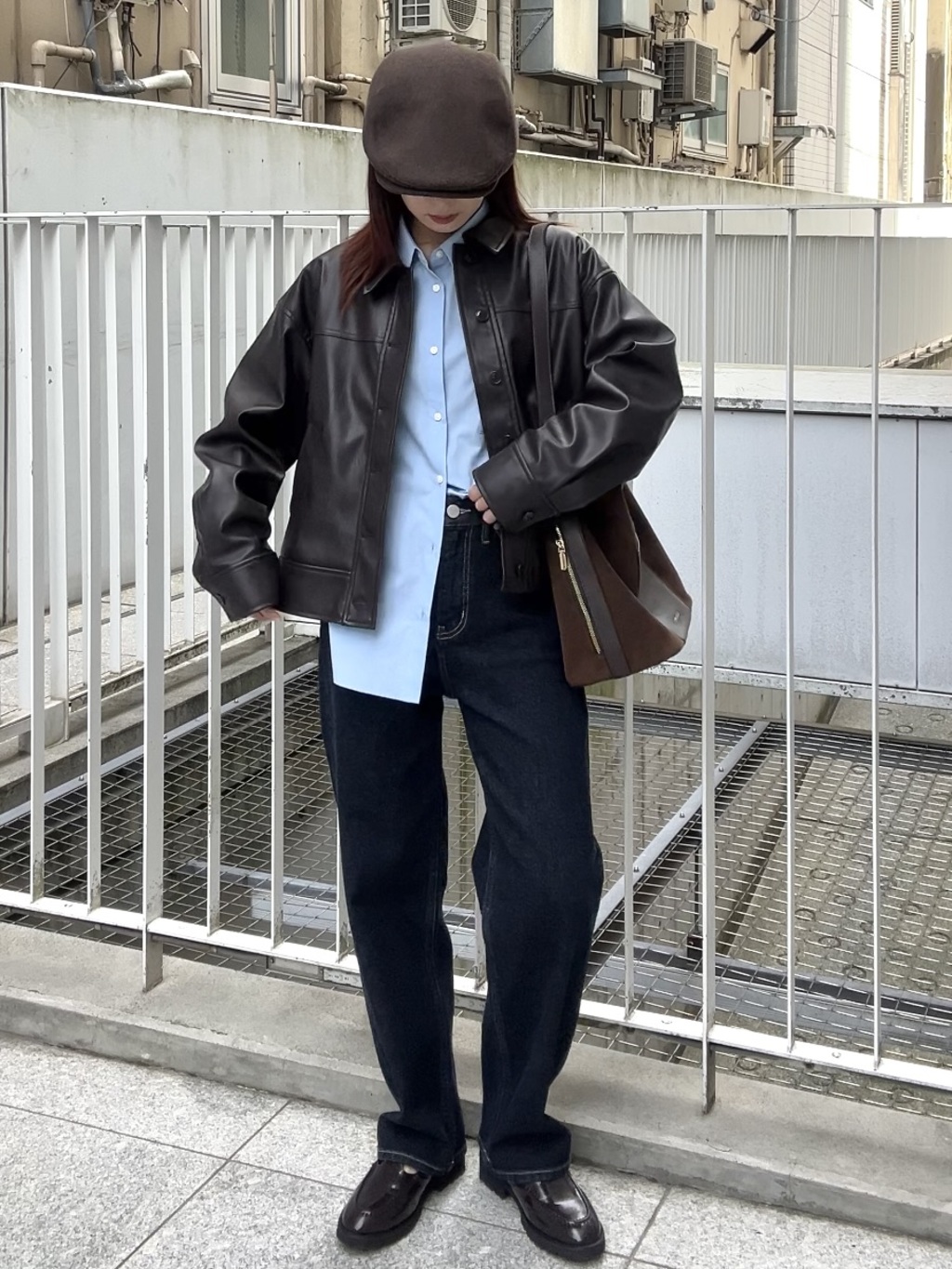 RINAさんの「OPAQUE.CLIP｜シンセティックレザー調ブルゾン【洗える】」を使ったコーディネート
