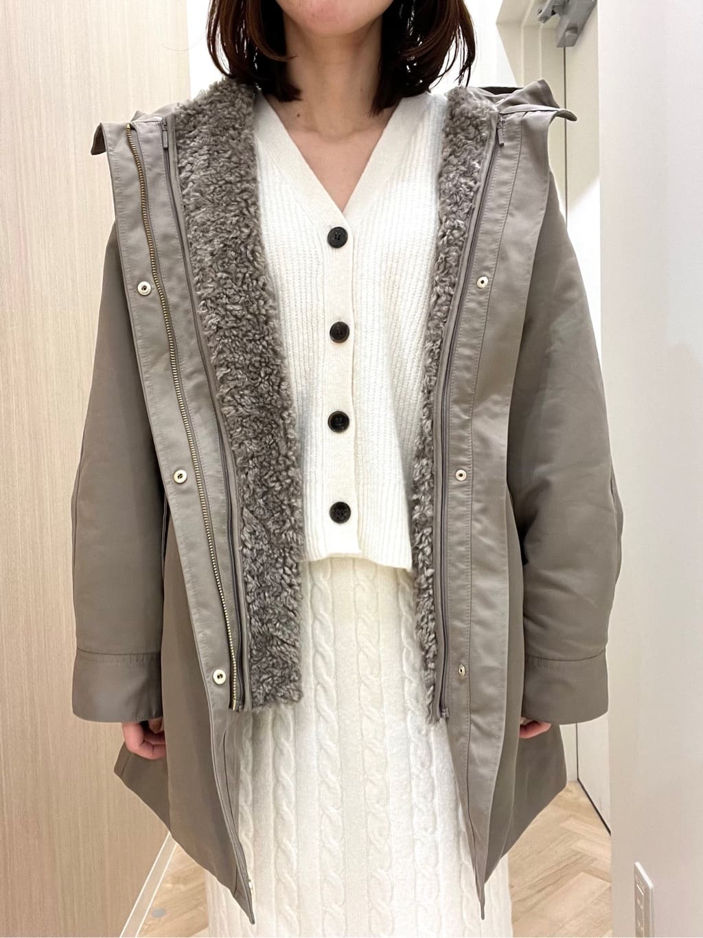  おまつさんの「grove｜最終お値下げ！！【名品アウター/3WAY・はっ水】ボアライナー付きモッズコート」を使ったコーディネート