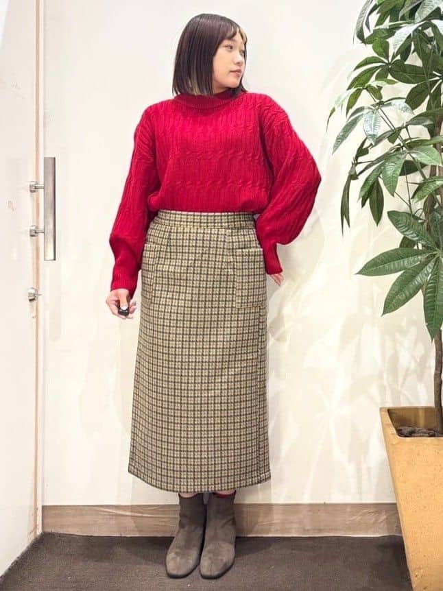 TOWAさんの「SHOO･LA･RUE｜【S-LL/あったか】大人レディな着こなしに シャギーチェックスカート」を使ったコーディネート