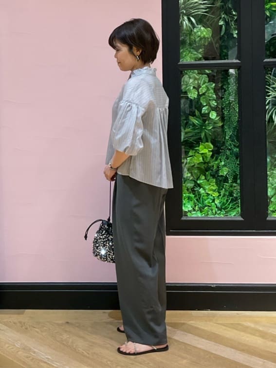 ogataさんの「DRESSTERIOR｜スパンコール2WAY巾着バッグ」を使ったコーディネート