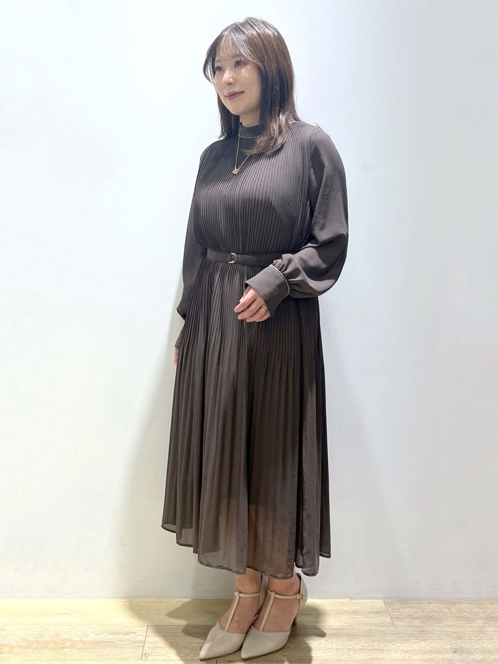 さやかさんの「index｜《5色展開／S-3Lサイズ》プリーツフレアワンピース【洗濯機OK／防シワ】」を使ったコーディネート