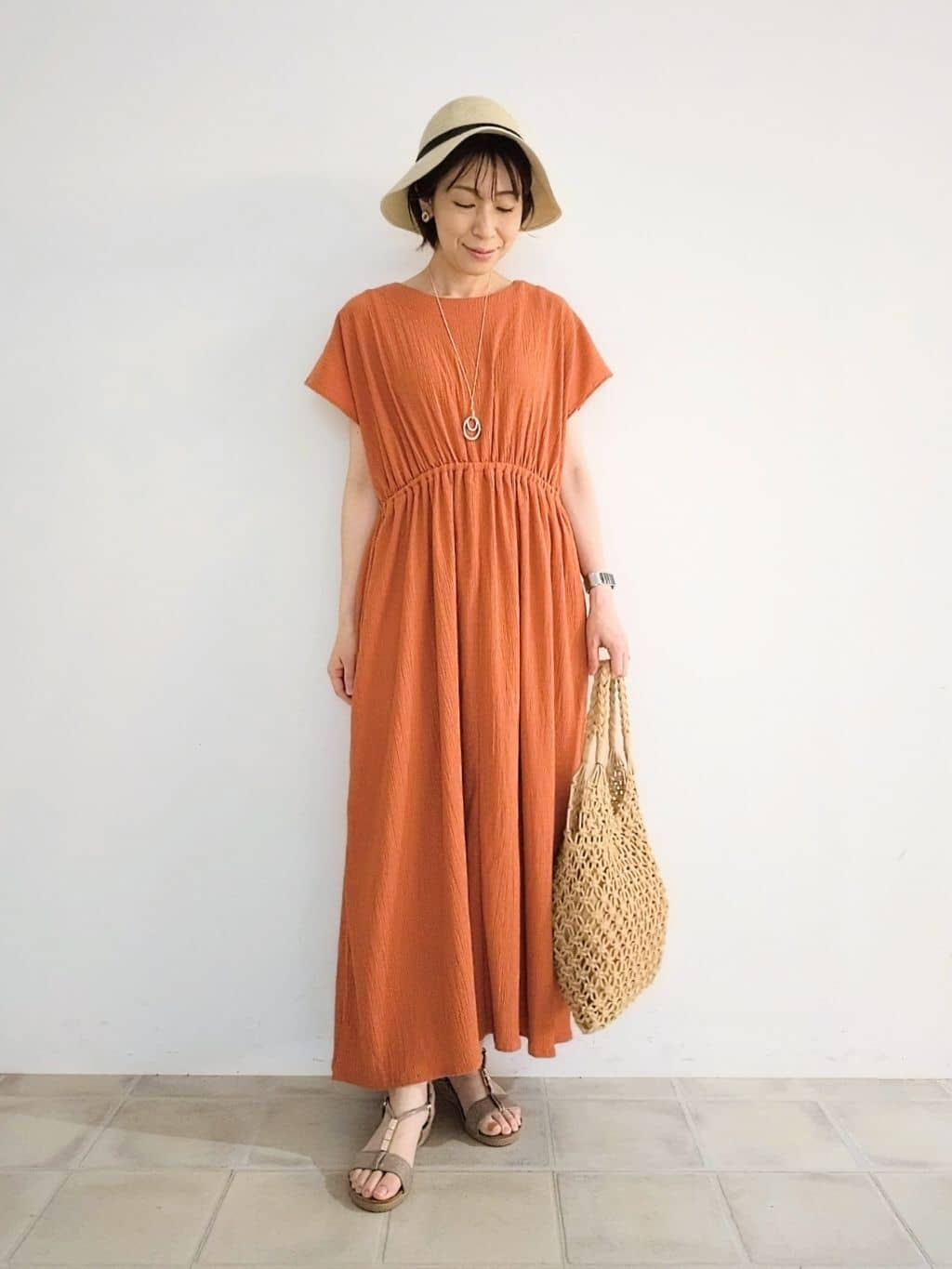 miomioさんの「SHOO･LA･RUE｜【前後2WAY】さらりと大人上品に 楊柳フレンチワンピース」を使ったコーディネート