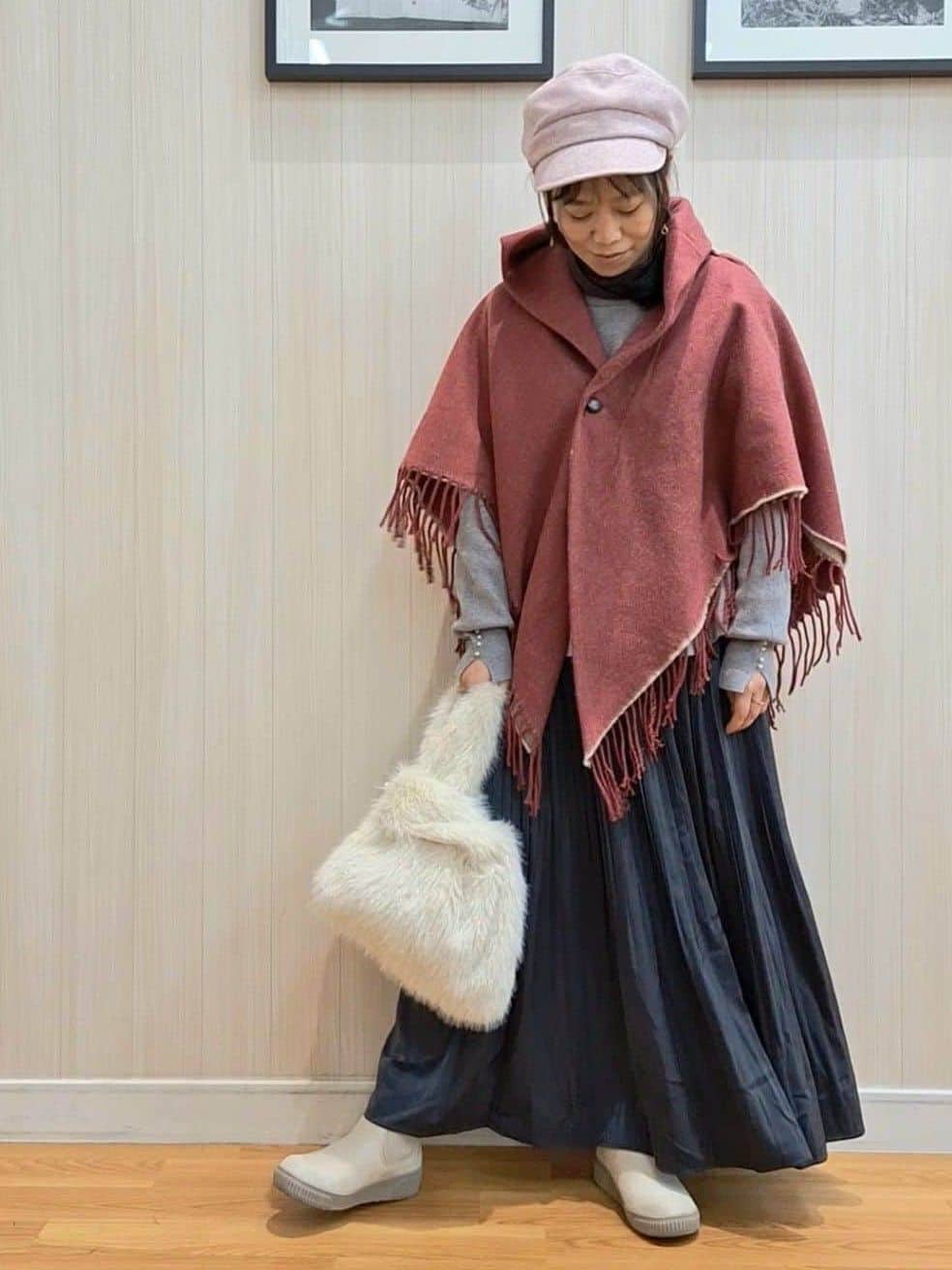 Saoさんの「SHOO･LA･RUE｜【撥水/低反発クッション】すっぽりラクラク はきぐちニットブーツ」を使ったコーディネート