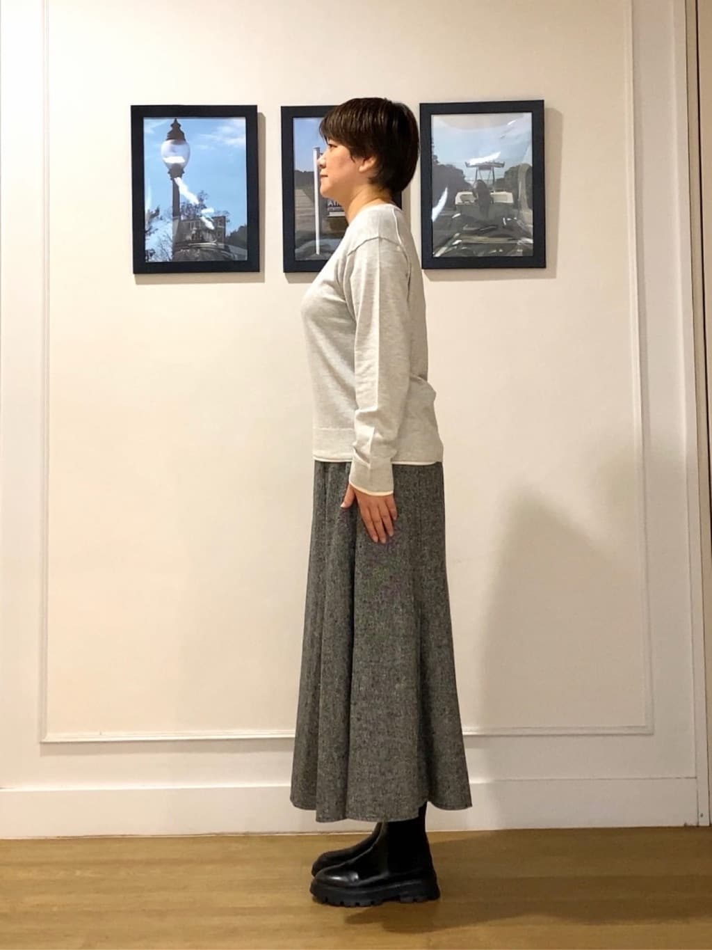 Hiroさんの「Dessin｜【ユニセックス/洗える】バイカラーニット」を使ったコーディネート