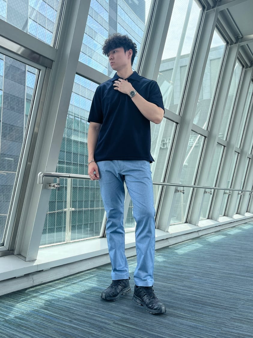 Tsubasaさんの「TAKEO KIKUCHI｜【Made in JAPAN】播州織 ヘリンボン ストレート パンツ」を使ったコーディネート