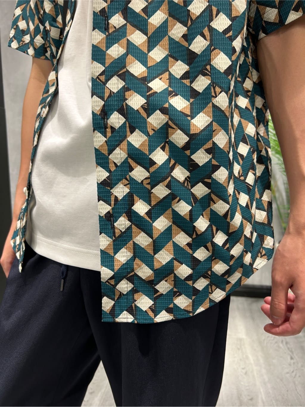 ruiさんの「TAKEO KIKUCHI｜【COOL CITY WEAR】籠目アート柄 サッカーシャツ /通気性」を使ったコーディネート