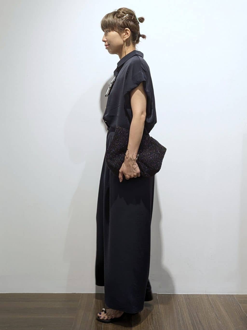 4410さんの「THE SHOP TK｜コットンライクブラウス【接触冷感/洗濯機OK/UV/セットアップ可】」を使ったコーディネート