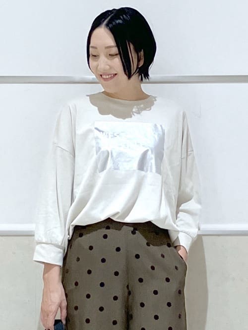 eriko さんの「Dessin｜【洗える】箔プリントロングTシャツ」を使ったコーディネート